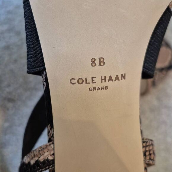 Cole Haan Women’s 8 Aniston Elastic Black Snake Print Leather Heels Sandals - Picture 8 of 8